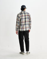 wax london men's Whiting - Ecru And Multicolour Jazz Weave Overshirt