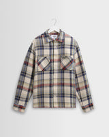 wax london men's Whiting - Ecru And Multicolour Jazz Weave Overshirt