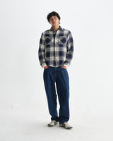 wax london men's Whiting - Navy Marine Beatnik Overshirt