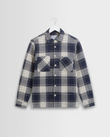 wax london men's Whiting - Navy Marine Beatnik Overshirt