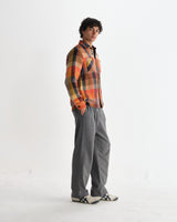 wax london men's Whiting - Orange Pike Check Overshirt