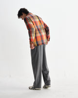 wax london men's Whiting - Orange Pike Check Overshirt
