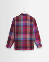 wax london men's Whiting - Pink And Multicolour Pike Check Overshirt