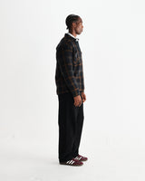 wax london men's Whiting - Teal And Orange Drawn Check Wool Overshirt