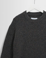 wax london men's Wilde - Charcoal Donegal Wool Crewneck