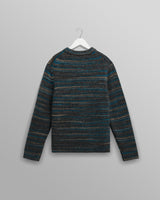 wax london men's Wilde - Grey And Teal Space Dye Wool Crewneck