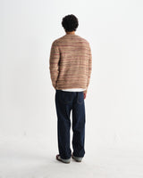 wax london men's Wilde - Pink And Brown Space Dye Wool Crewneck