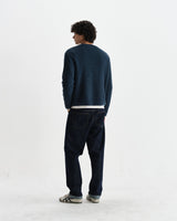 wax london men's Wilde - Teal Fluffy Wool Crewneck