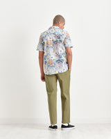 Didcot Shirt White / Blue Painted Print