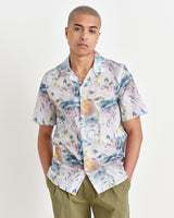 Didcot Shirt White / Blue Painted Print