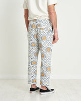 Kurt Trousers Blue/Mustard Floral Jacquard