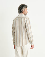 Oz Shirt Navy/Mustard Crinkle Stripe