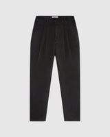 Pleat Trousers Black Cotton Twill