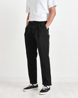 Pleat Trousers Black Cotton Twill
