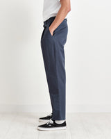 Pleat Trousers Navy Cotton Twill