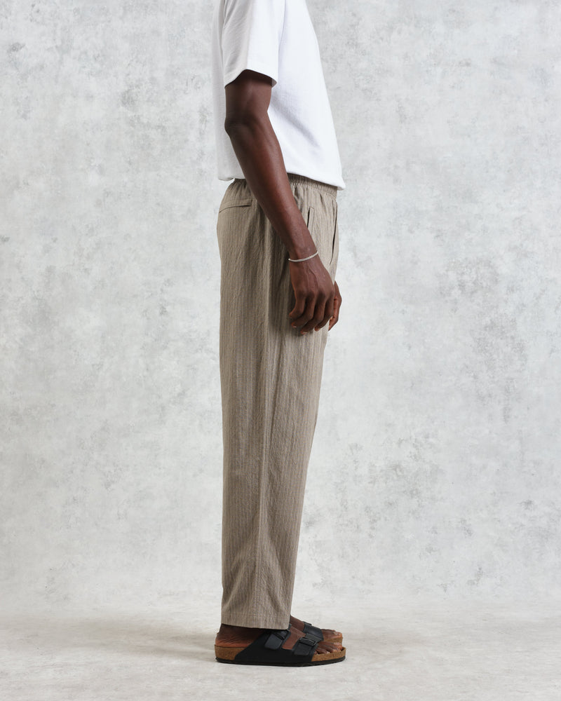 Tyne - Natural Chalk Stripe Trousers