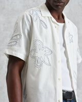 Didcot - Ecru Floral Embroidered Short-Sleeve Shirt