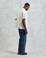 Didcot - Ecru Floral Embroidered Short-Sleeve Shirt