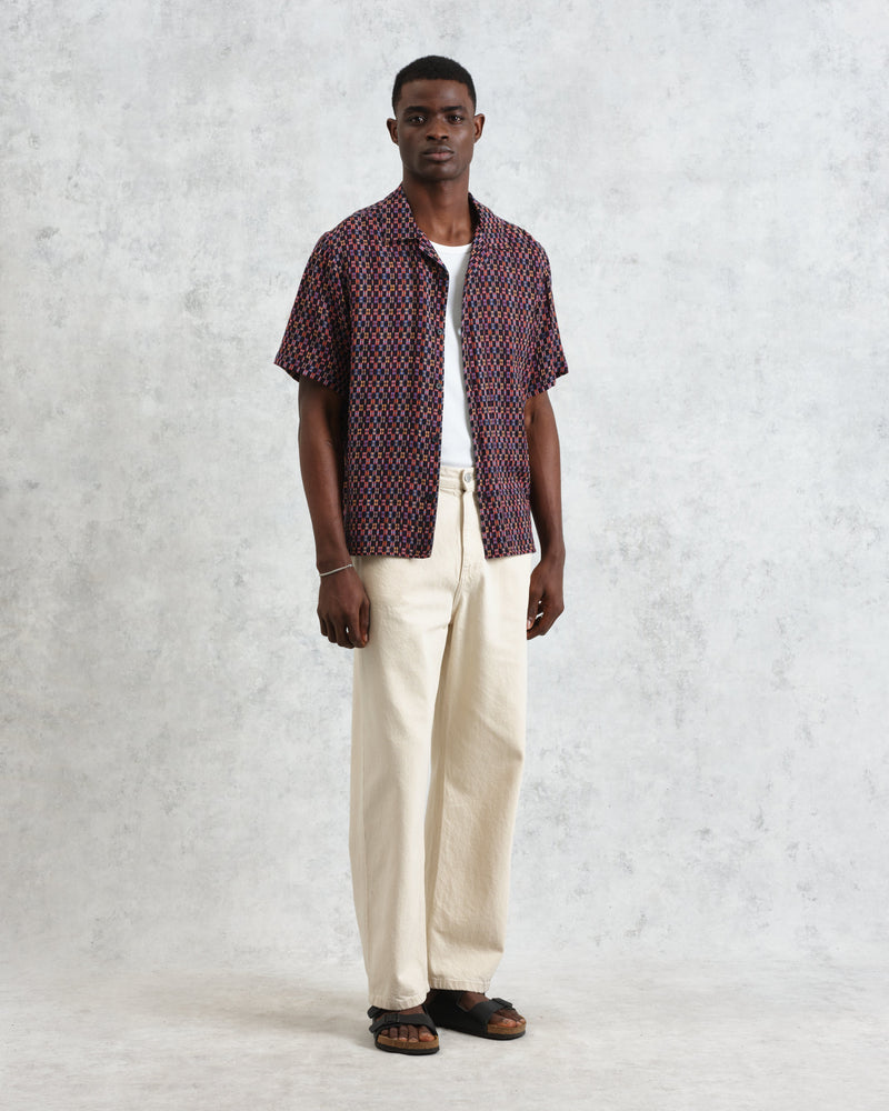 Didcot - Navy And Multicolour Geometric Short-Sleeve Shirt