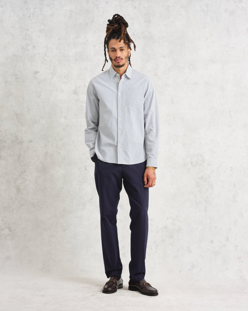 Alp Trousers Navy Seersucker