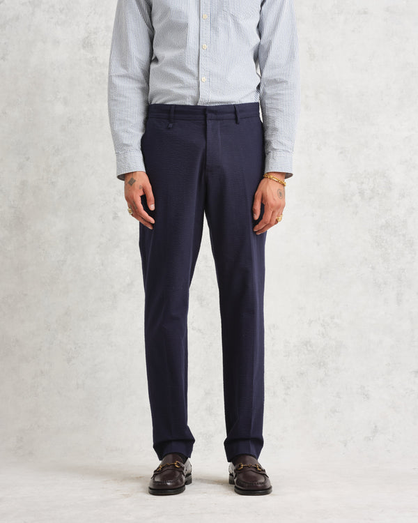 Alp Trousers Navy Seersucker