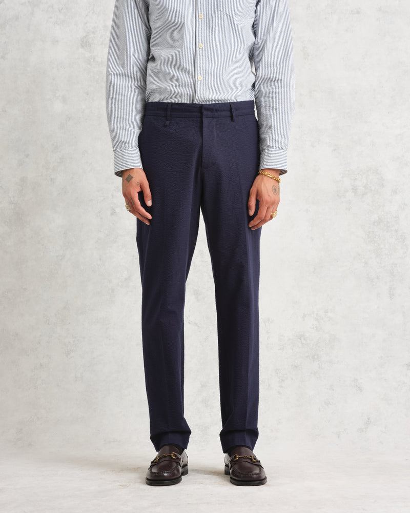 Alp Trousers Navy Seersucker