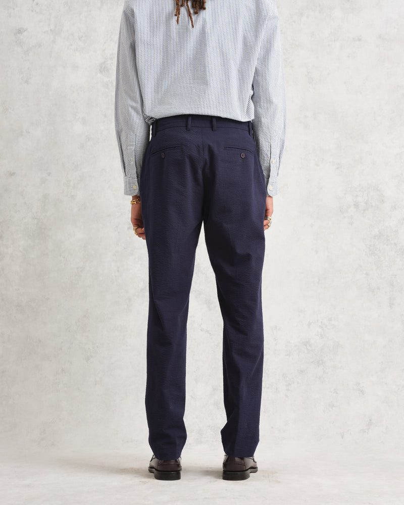Alp Trousers Navy Seersucker