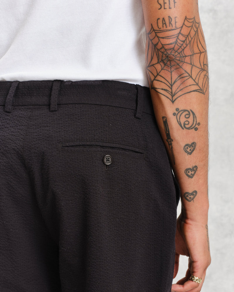 Alp Trousers Black Seersucker