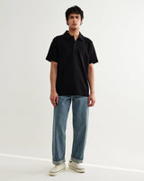 Shore - Black Textured Short-Sleeve Polo Shirt