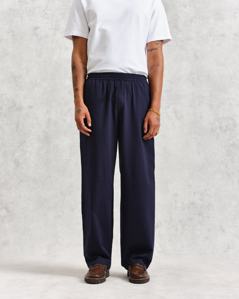 Campbell Trousers Navy Seersucker
