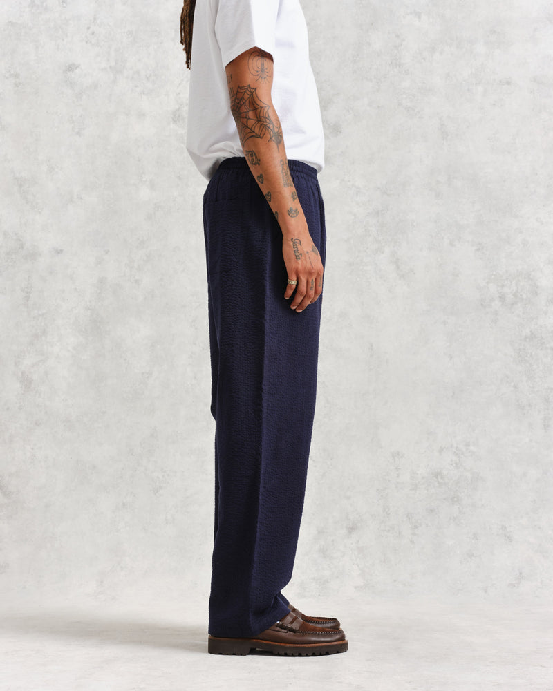 Campbell Trousers Navy Seersucker