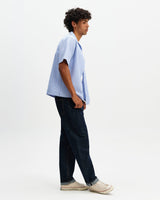 Didcot - Blue And Ecru Seersucker Stripe Short-Sleeve Shirt