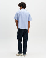 Didcot - Blue And Ecru Seersucker Stripe Short-Sleeve Shirt