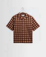 Didcot - Rust Tile Print Seersucker Short-Sleeve Shirt