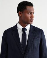 Fintry - Navy Linen Single-Breasted Blazer