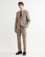 Fintry - Natural And Brown Stripe Linen Single-Breasted Blazer