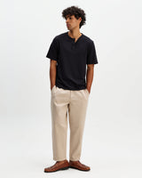 Hill - Black Slub Organic Cotton Henley T-Shirt
