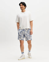 Kurt - Ecru And Blue Geometric Embroidered Shorts