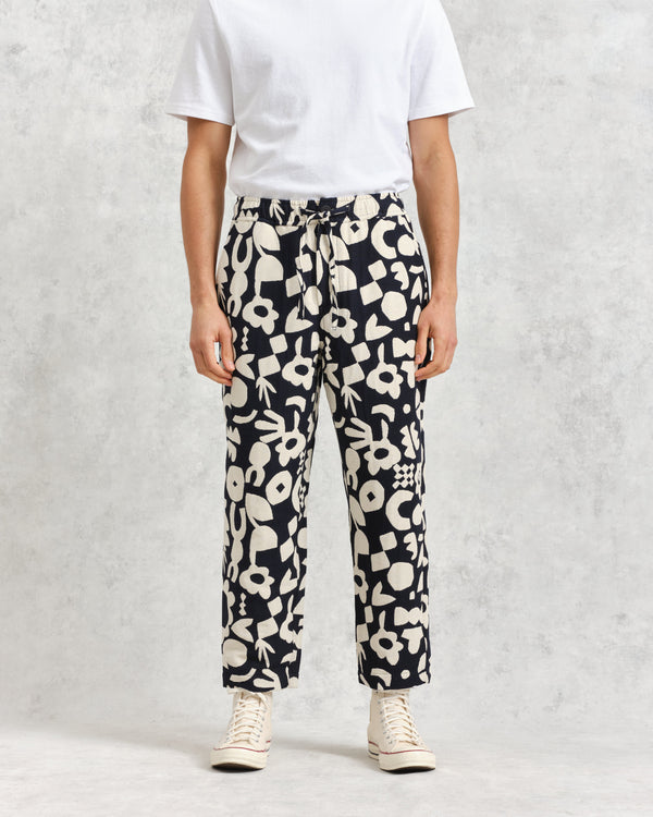 Kurt Trousers Navy/Ecru Spin Jacquard