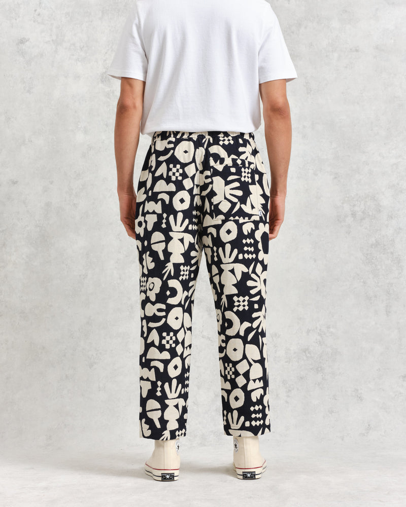 Kurt Trousers Navy/Ecru Spin Jacquard