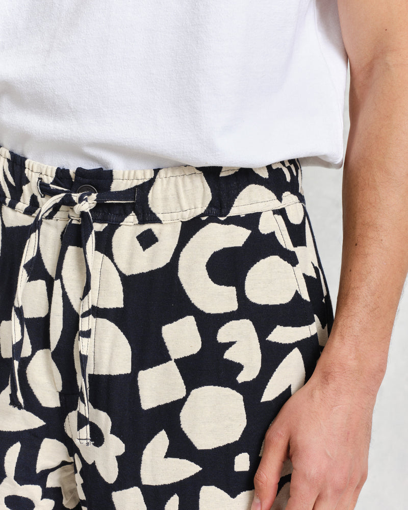 Kurt Trousers Navy/Ecru Spin Jacquard