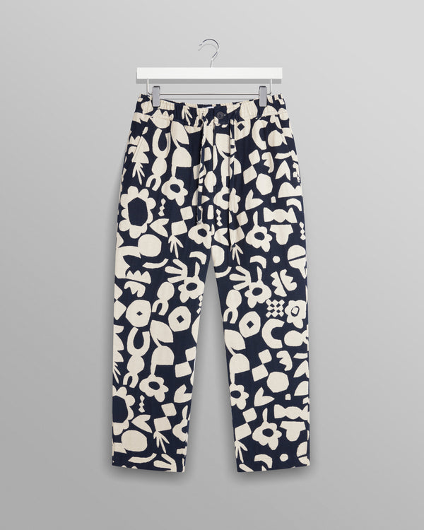 Kurt Trousers Navy/Ecru Spin Jacquard