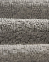 Oban - Grey Marl Textured-Check Knitted Long Sleeve Polo Shirt