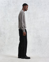 Oban - Grey Marl Textured-Check Knitted Long Sleeve Polo Shirt