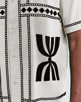Didcot - Ecru And Black Border Applique Short-Sleeve Shirt