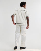 Didcot - Ecru And Black Border Applique Short-Sleeve Shirt