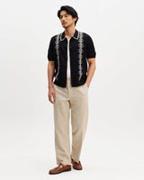 Tellaro - Black And Ecru Retro Embroidered Shirt