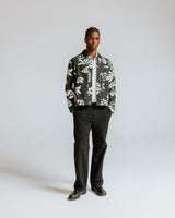 Jay - Black And Ecru Printed Cotton Chore Jacket