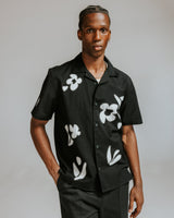Didcot - Black And Beige Abstract Applique Short-Sleeve Shirt