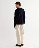 wax london men's Alban - Navy And Black Floral Jacquard Cardigan